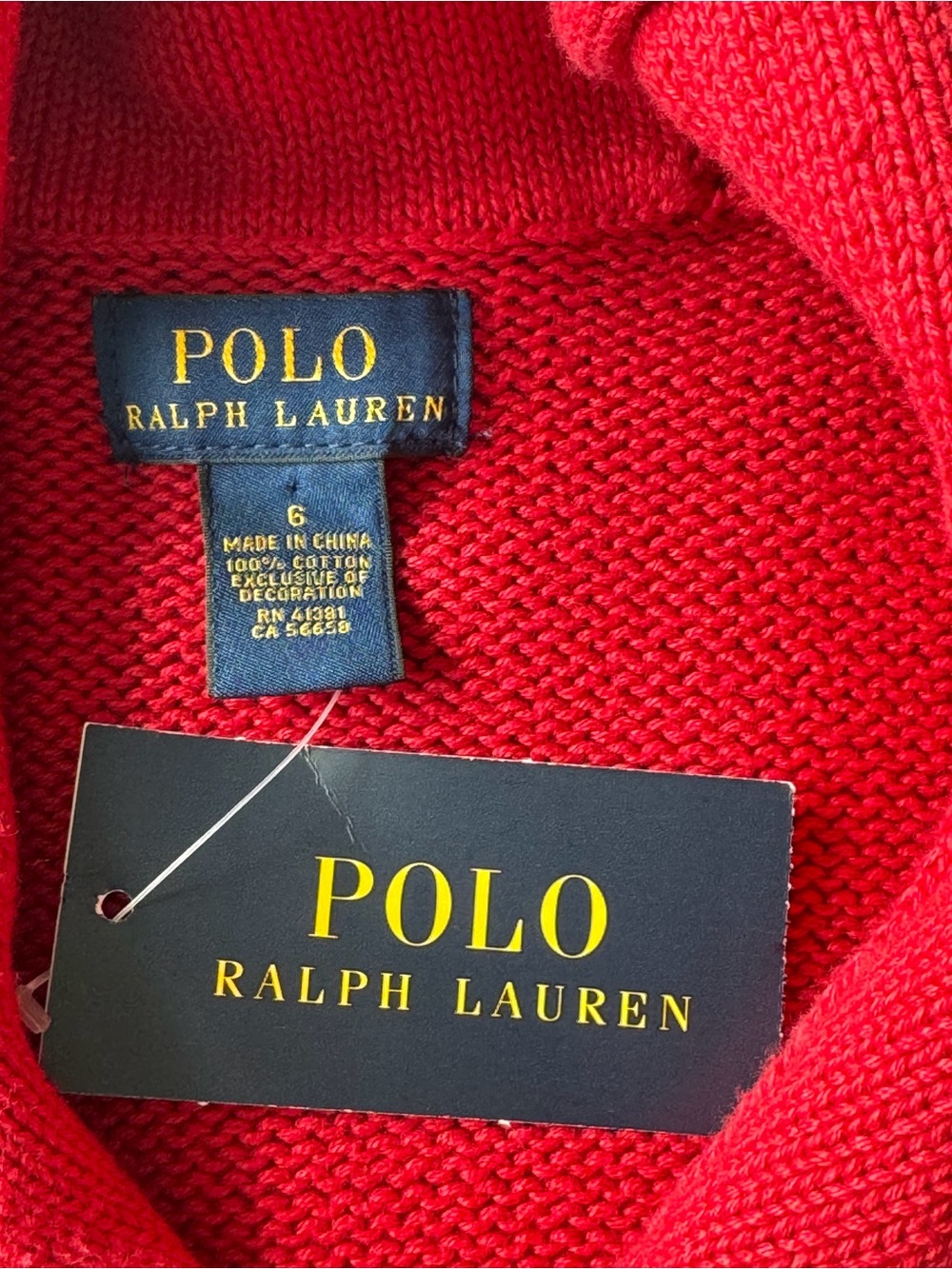 ✅ NWT Polo Ralph Lauren Red & Navy Boys Cardigan with Pony Logo size 6 - Picture 6 of 8